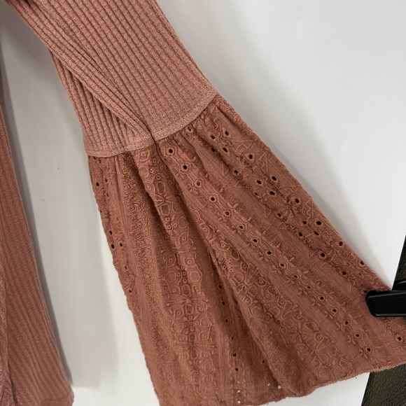 FREE PEOPLE PARISIAN NIGHTS TOP in Sayulita Rose Pink knit bell sleeve top - Picture 9 of 13